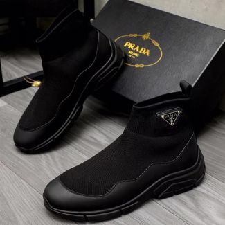 Prada High Top Casual Sneakers Black