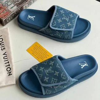 LV Luxury Slide Slippers Blue