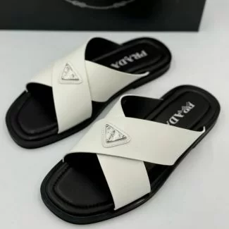 Prada Pam Slippers Black White