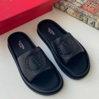 Valentino Slide Pam Slippers Black