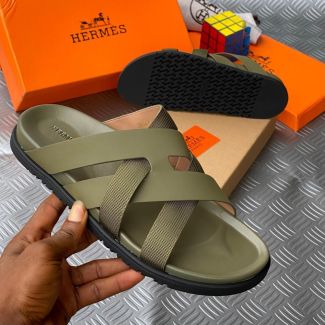 Hermes Pam Slippers Army Green