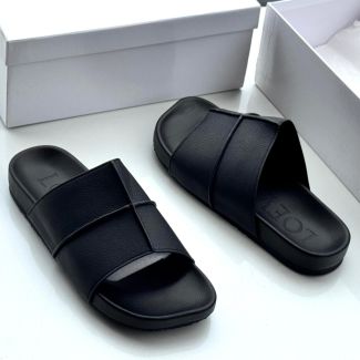 Loewe Leather Pam Slippers Black