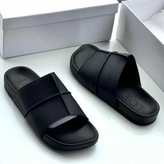 Loewe Leather Pam Slippers Black
