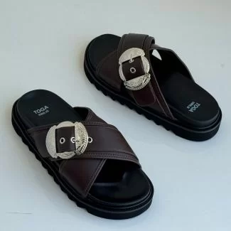 Toga Slide Pam Slippers Brown