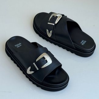 Toga Slide Pam Slippers Black