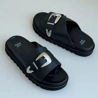 Toga Slide Pam Slippers Black