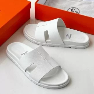 Hermes Slide Pam Slippers White