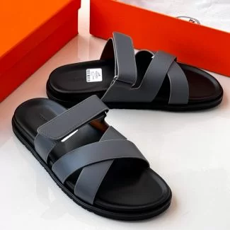 Hermes Strap Slide Pam Slippers Grey