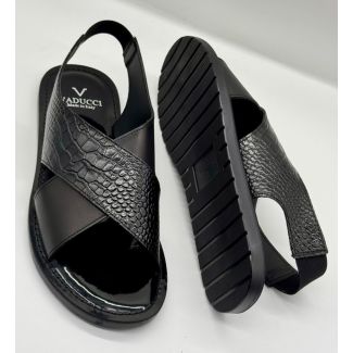 Vaducci Italian Sandals All Black