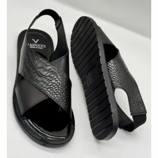 Vaducci Italian Sandals All Black