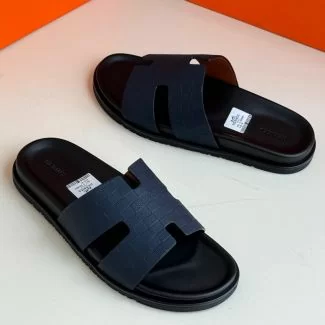Hermes Slide Pam Slippers Navy Blue