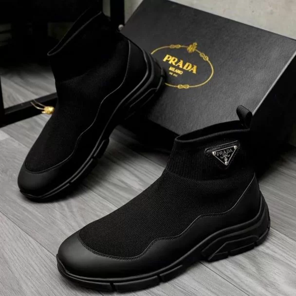 Prada High Top Casual Sneakers Black