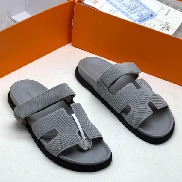 Hermes Slide Slippers Gray