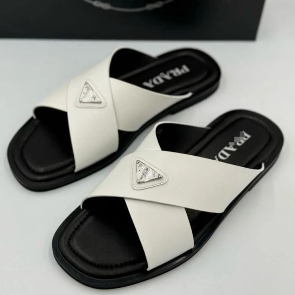 Prada Pam Slippers Black White