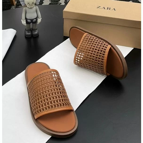 Zara Slide Pam Slippers Brown