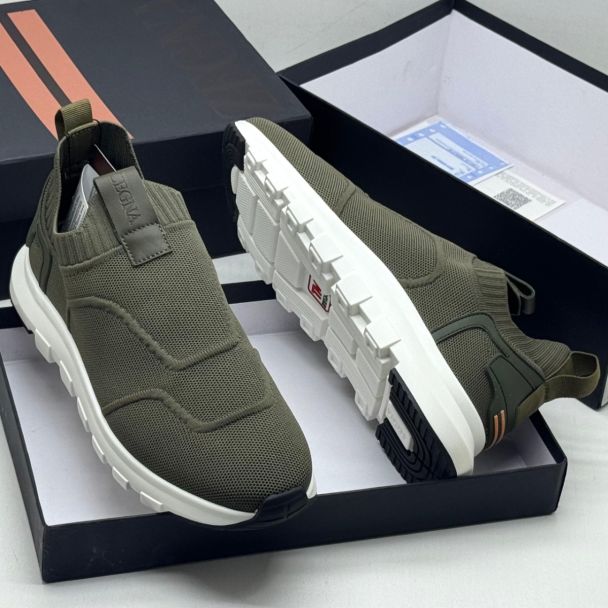 Zegna Slip-On Casual Sneakers Army Green