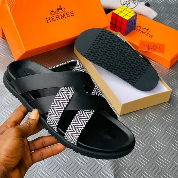 Hermes Pam Slippers Black Mix
