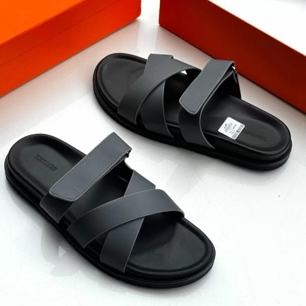 Hermes Strap Slide Pam Slippers Grey