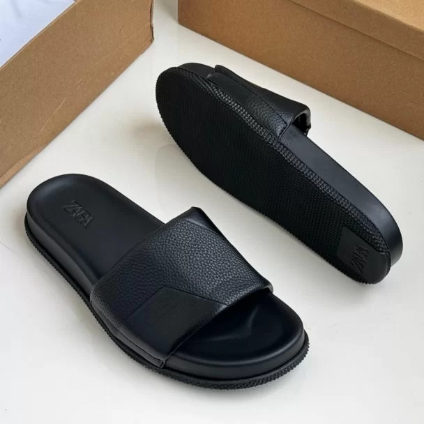 Zara Slide Pam Slippers Black