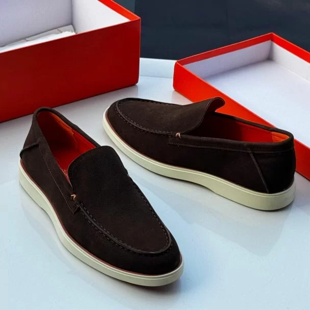 Santoni Leather Italian Shoe Coffee