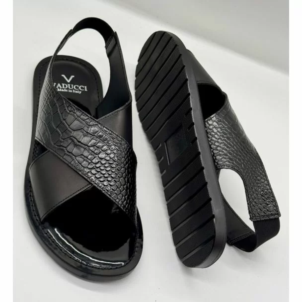 Vaducci Italian Sandals All Black