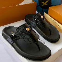 LV Wet-Look Slippers Black